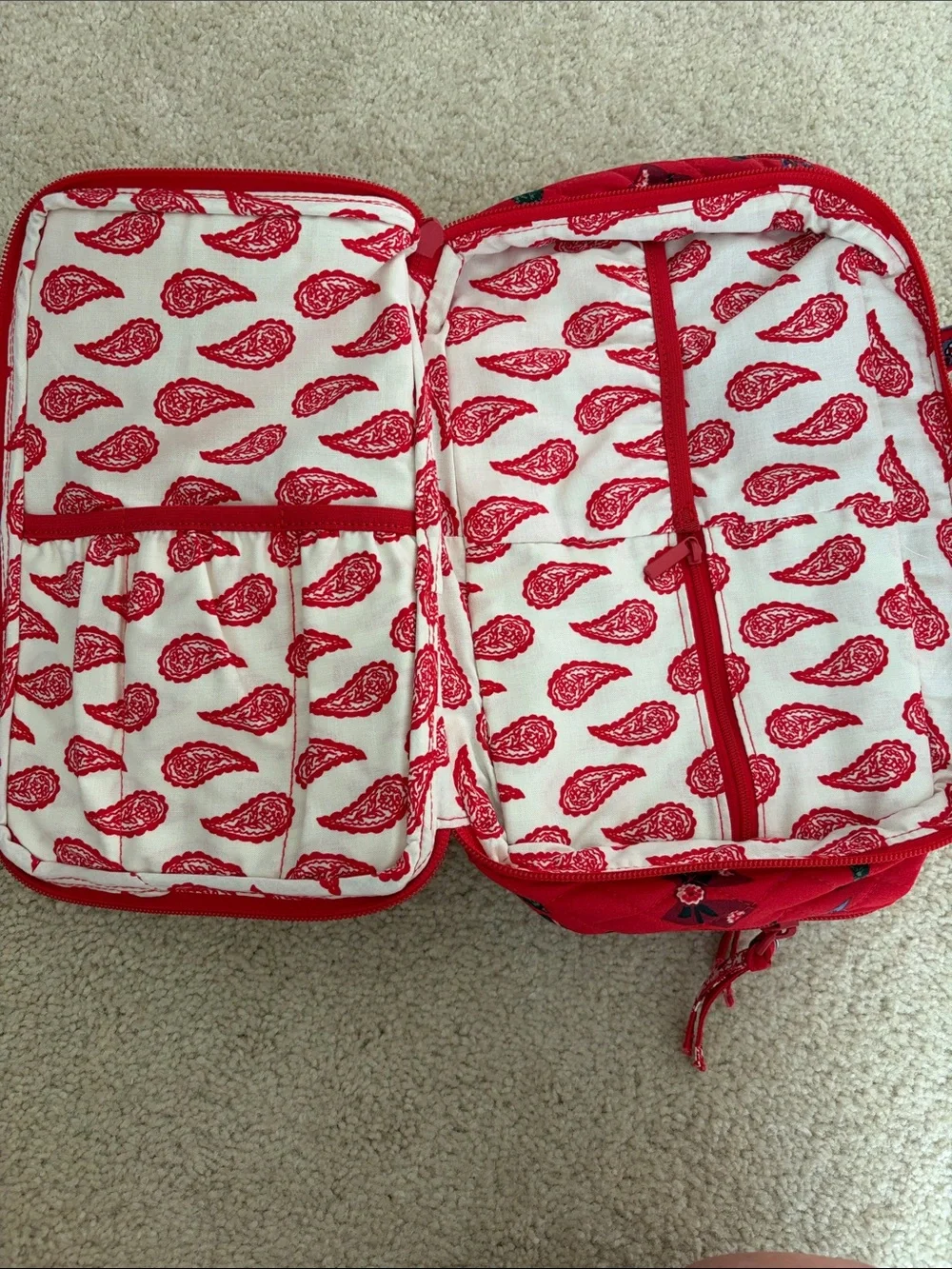 Vera Bradley Red Quilted Cosmetic Case with Bow Print